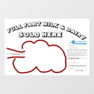 NEW Full Fart Dairy by RoseWrites Window Cling
