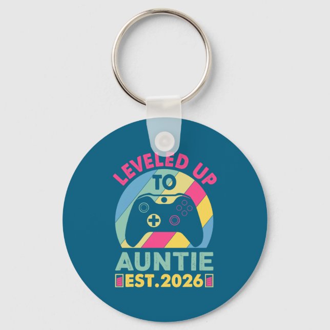 New Funny Aunt Leveled Up Auntie Est Key Ring (Front)