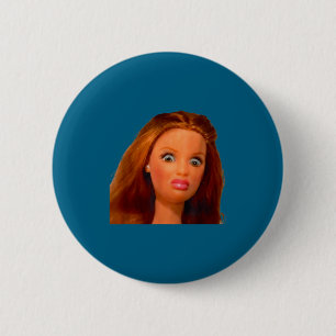 New funny distressed doll face meme 6 cm round badge