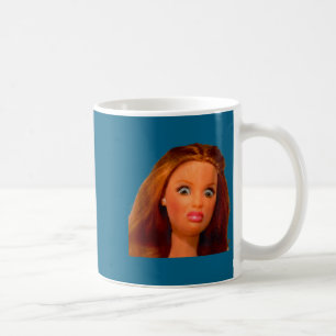 New funny distressed doll face meme coffee mug