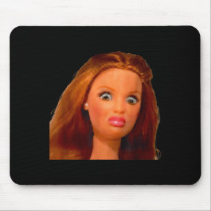 New funny distressed doll face meme mouse pad