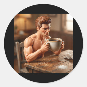 New Funny Distressed Doll Male Meme Classic Round Sticker