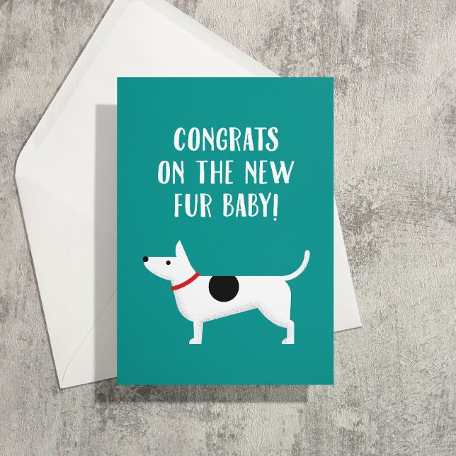 New Furbaby Dog Congrats Greeting Card (Jack Russel terrier puppy congrats on the new puppy and a lifetime of collecting poop in tiny bags)