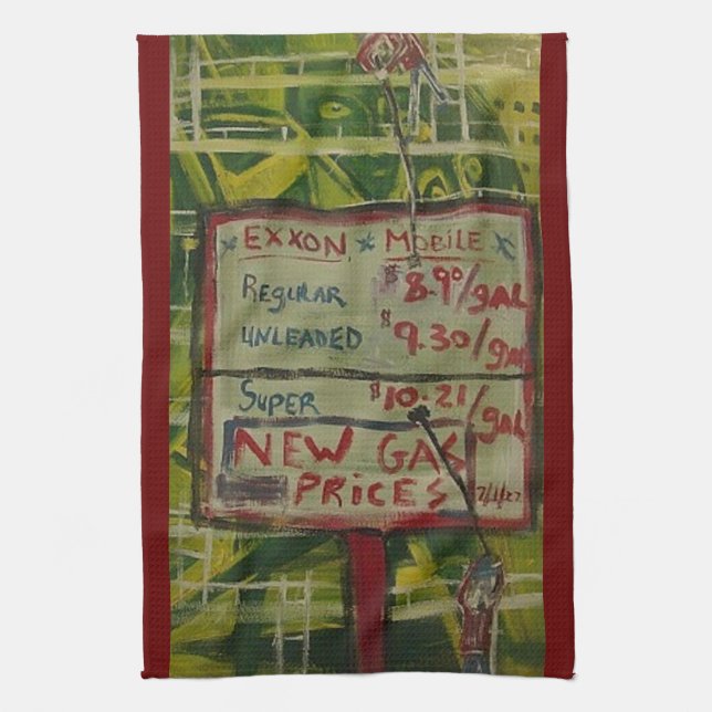 NEW GAS PRICES TEA TOWEL (Vertical)