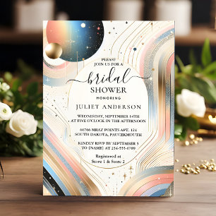 New Glam Bright Pastel Ombre Glitter Bridal Shower Invitation