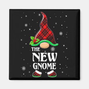 New Gnome Red Plaid Matching Family Christmas Paja Magnet