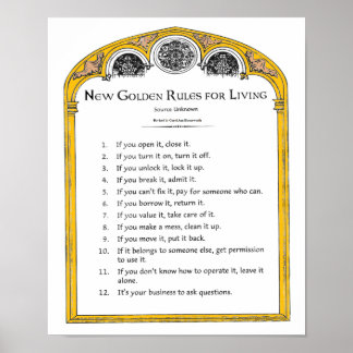 New Golden Rules for Living Poster