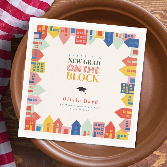 New Grad On The Block Graduation Party Napkin (Creator Uploaded)