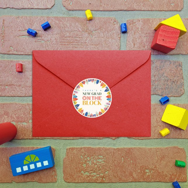 New Grad On The Block Kids Graduation Classic Round Sticker (Creator Uploaded)