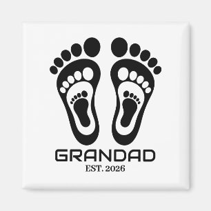 New Grandad Baby Footprints Est Date Magnet