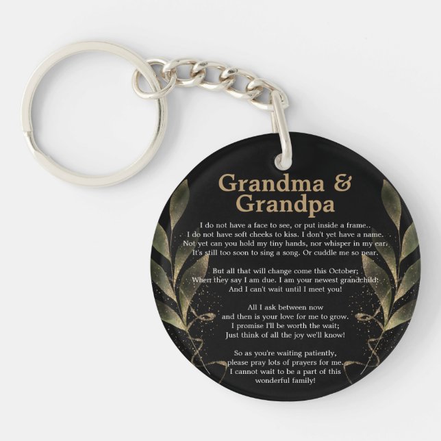 New Grandchild Grandma and Grandpa Ultrasound Key Ring (Front)