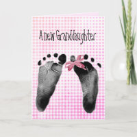 New Granddaughter Footprints On Pink Gingham