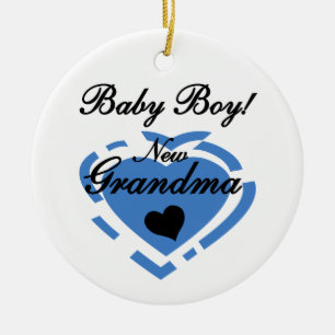 New Grandma Baby Boy Blue Heart Gifts Ceramic Ornament