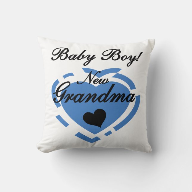 New Grandma Baby Boy Blue Heart Gifts Cushion (Front)