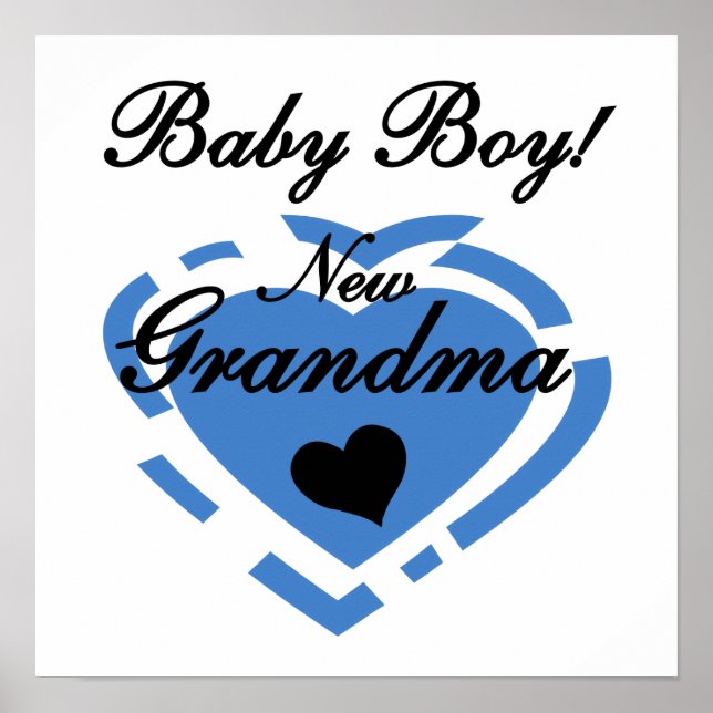 New Grandma Baby Boy Blue Heart Gifts Poster (Front)
