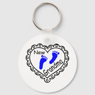 New Grandma Baby Boy Heart Key Ring