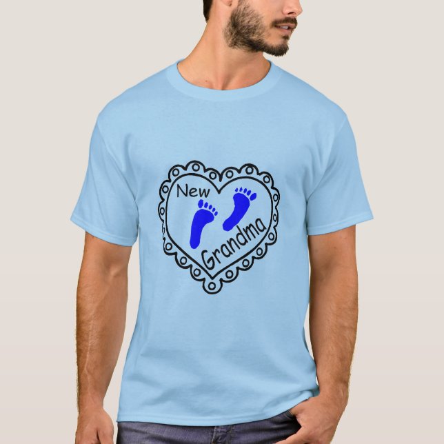 New Grandma Baby Boy Heart T-Shirt (Front)