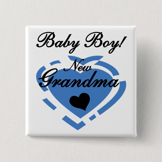 New Grandma Baby Boy Tshirts and Gifts 15 Cm Square Badge (Front)