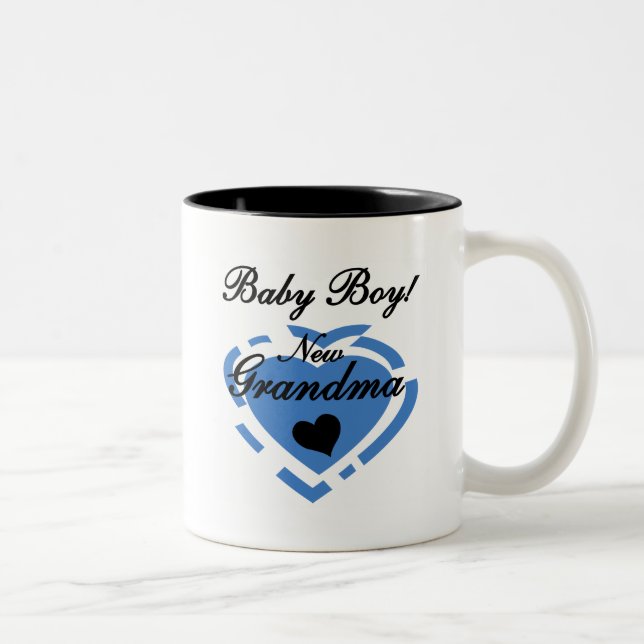 New Grandma Baby Boy Tshirts and Gifts Two-Tone Coffee Mug (Right)