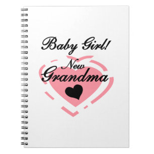 New Grandma Baby Girl Pink Heart Gifts Notebook