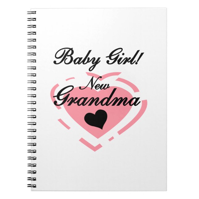 New Grandma Baby Girl Pink Heart Gifts Notebook (Front)