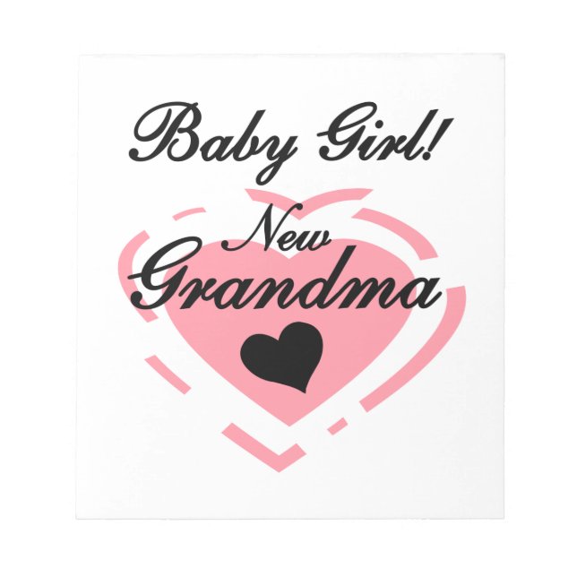 New Grandma Baby Girl Pink Heart Gifts Notepad (Front)