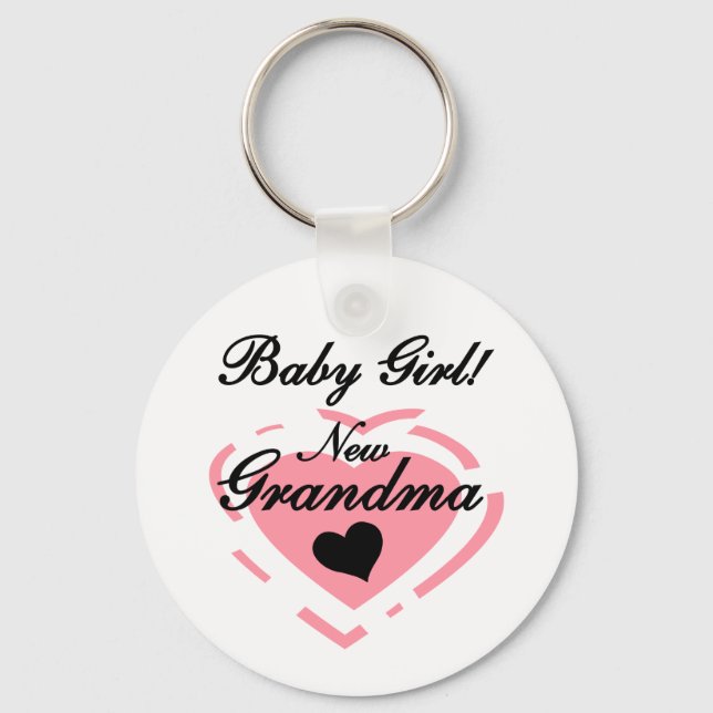 New Grandma Baby Girl Tshirts and Gifts Key Ring (Front)