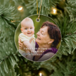 New Grandma Babys First Christmas Photo Ceramic Ornament<br><div class="desc">This simple photo ornament will be the perfect Christmas keepsake for her first Christmas as a new grandma. This 2 sided ornament can be customised with a photo and any text of your choice. Grandma can be changed to "Grammy" or "Nana" or any name of your choice. Visit my family...</div>