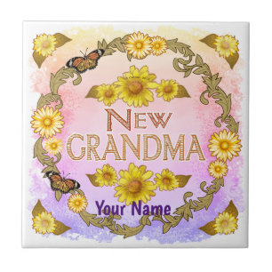 New Grandma custom name Ceramic Tile