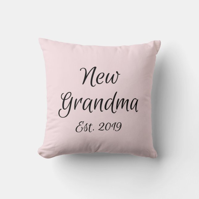 New Grandma Est. 2019 First Time Grandmother Pink Cushion (Front)