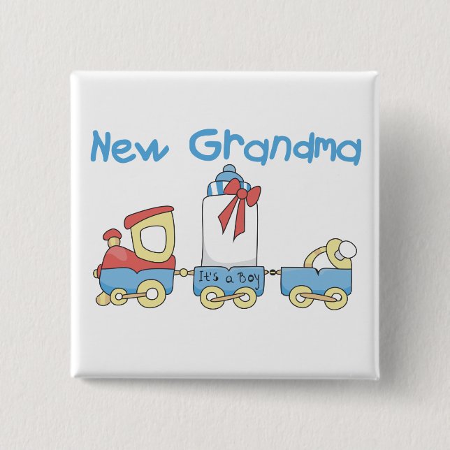 New Grandma of Boy-Train Tshirts and Gifts 15 Cm Square Badge (Front)