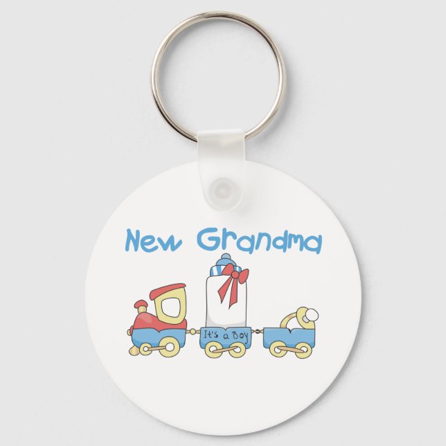 New Grandma of Boy-Train Tshirts and Gifts Key Ring (Front)