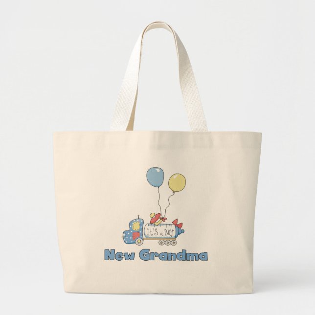 New Grandma of Boy Truck Tshirts and Gifts Large Tote Bag (Front)
