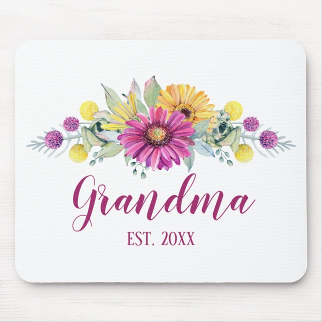 New Grandma Rustic Chic Floral Mouse Pad (Front)