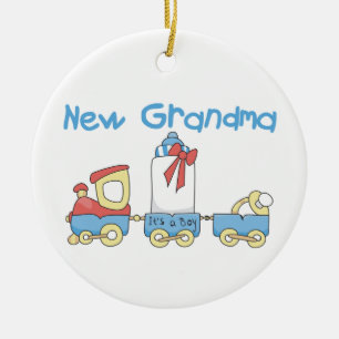 New Grandma-Train Gifts Ceramic Ornament