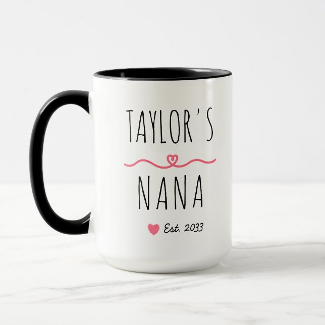 New Grandma with Custom Name, Title & Est. Year Mug (Left)