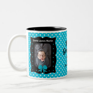 New Grandmother Blue Polka Dot 2 Photo Two-Tone Coffee Mug