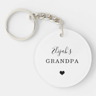 New Grandpa - Child's Name Simple Heart and Photo Key Ring
