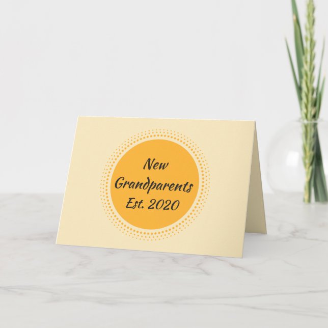 New Grandparents Est. 2020 Yellow Sun Rays Card (Front)