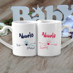 New Grandparents Personalised Abuela Abuelo Coffee Mug Set<br><div class="desc">Modern hearts and arrows design in pink and blue - ideal for new grandparents. The words,  Abuela and Abuelo can both be personalised to suit your own language or nicknames. You can also add the year that the couple became proud grandparents.</div>