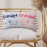 New Grandparents Pink Blue Pregnancy Annoucement Lumbar Cushion<br><div class="desc">Pregnancy annoucement pillow is a sweet gift for grandparents to be. The words, Grandpa and Grandma can both be personalised to Grandad, Nanna etc., to suit your preference. You can also add the year that the couple will become proud grandparents. This modern hearts and arrows design in pink and blue...</div>