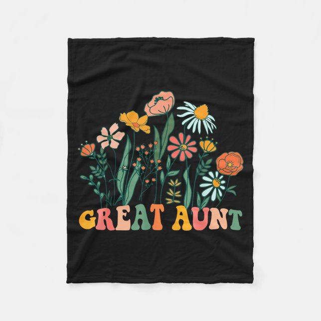 New Great Aunt Wildflower First Birthday &amp; Bab Fleece Blanket (Front)