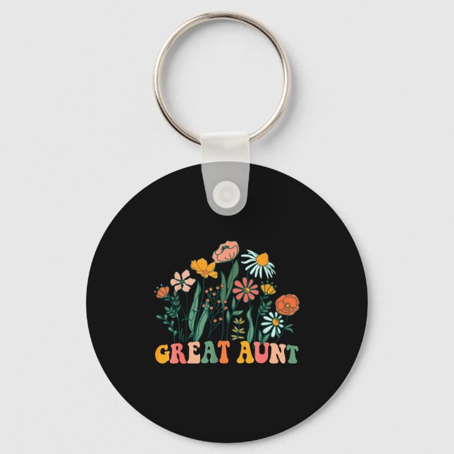 New Great Aunt Wildflower First Birthday &amp; Bab Key Ring (Front)