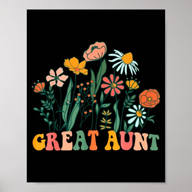 New Great Aunt Wildflower First Birthday &amp; Bab Poster (Front)