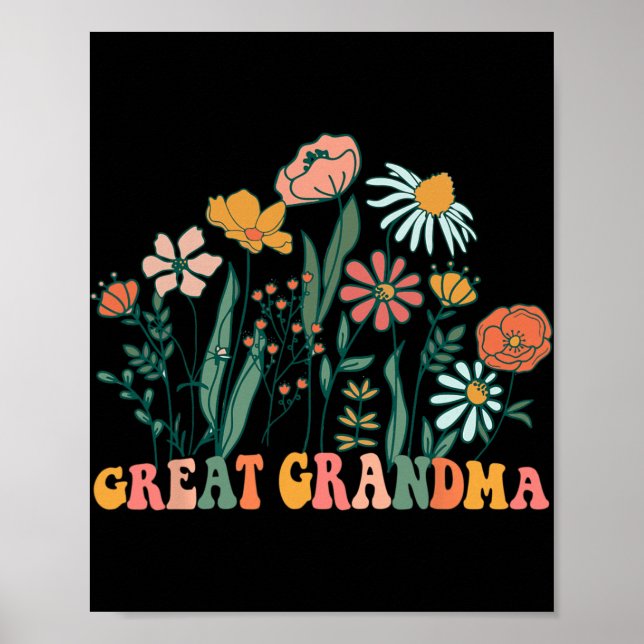 New Great Grandma Wildflower First Birthday &amp;  Poster (Front)