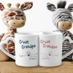 New Great Grandparents Personalised - Blue & Pink Coffee Mug Set<br><div class="desc">Modern hearts and arrows design in stylish colour palette - ideal for new great grandparents. The words, Grandpa and Grandma can both be personalised to Grandad, Nanna etc., to suit your preference. You can also add the year that the couple became proud great grandparents. One mug is storm blue and...</div>