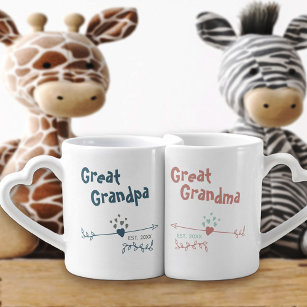 New Great Grandparents Personalised - Blue & Pink Coffee Mug Set