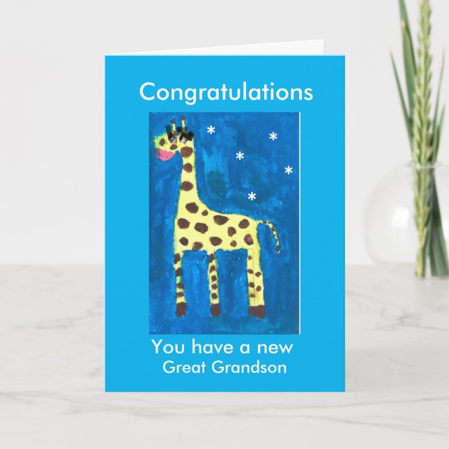 New great grandson  giraffe  card (Front)