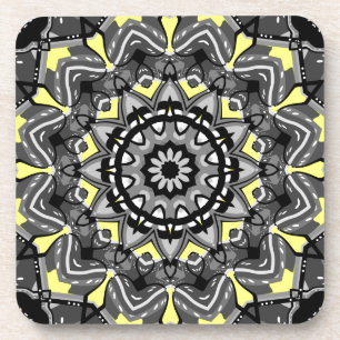 New Grey and Yellow Plaid Kaleidoscope Coaster