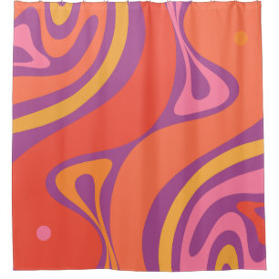 New Groove Abstract Trippy Retro 60s 70s Pattern Shower Curtain